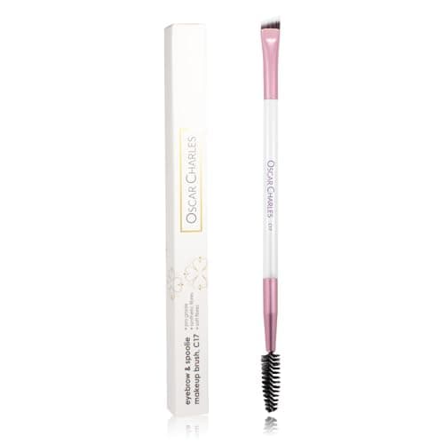 Image of Oscar Charles Eyebrow & Spoolie Makeup Brush Professional, Double Ended with Angled Brow Brush and Spoolie