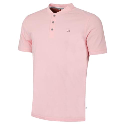 Image of Calvin Klein Mens Blade Collar Campus Golf Polo Shirt - Baby Pink - M