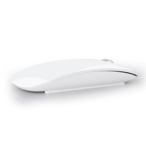Image of Uiosmuph Bluetooth Mouse, Rechargeable Wireless Mouse, Triple Mode (Dual Bluetooth+USB) Computer Silent Mice Portable with USB Receiver Type-C Adapter for Laptop/MacBook/iPad/PC (White)