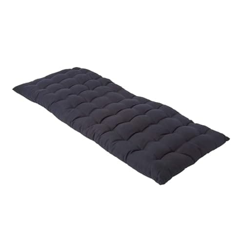 Image of HOMESCAPES Black Garden Bench Cushion 2 Seater Seat Pad for Patio Furniture Kitchen or Dining Bench Indoor & Outdoor Use Comfortable 100% Cotton Modern Tufted Style Thick Cushion 108cm Wide