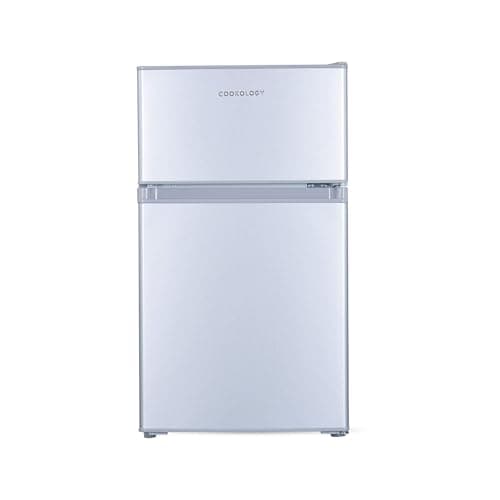 Image of Cookology UCFF87SL 47cm Freestanding under counter Small Fridge Freezer in Silver - 87 Litre Capacity - 2 Doors - Adjustable Temperature Control - LED Light - 4 Star Freezer Rating