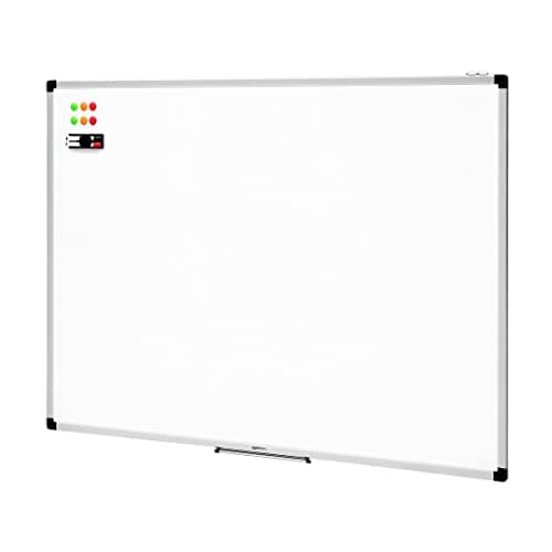 Image of Amazon Basics Magnetic Dry Wipe Whiteboard with Pen Tray, Dry Erase, Aluminum Frame, Magnetic Bulletin Board, Wall Mount, for Home, Office, School, 120 x 90 cm