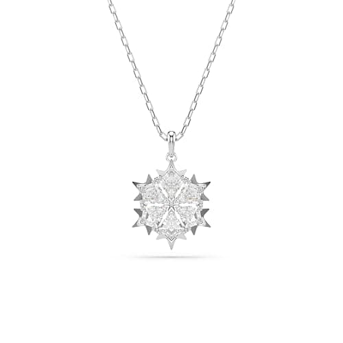 Image of Swarovski Women's Magic Pendant Necklace, Finely Cut Stones in White with a Beautiful Snowflake Pendant on a Rhodium Plated Chain