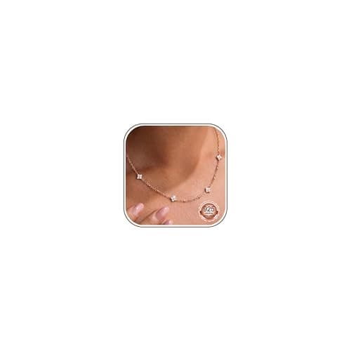 Image of LOLIAS Rose Gold Necklace for Women Girls Dainty Necklaces for Women with Cubic Zirconia Non Tarnish Flower Ball Choker Necklace Wedding Prom Brides Rose Gold Jewellery