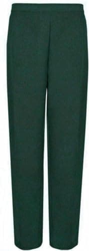 Image of Ladies Half Elasticated Waist Trousers 2 Front Side Pockets Short Regular Long Length Business Office Work Womens Pants Bottoms UK 8-24 (UK, Numeric, 14, Regular, Regular, Bottle Green)