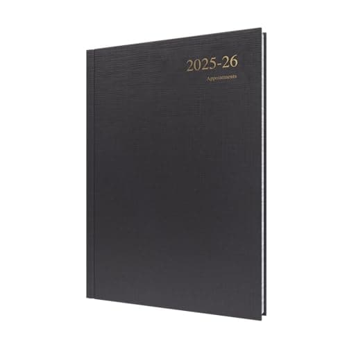 Image of Collins 'Essentials' 12 Month Mid/Academic Year Planner, July 2025-July 2026 - ESSA41M.99-2526 - Day-to-Page Appointments Diary, A4 Hard Cover, Black