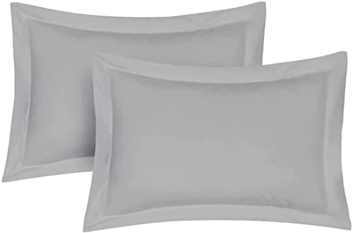 Image of Pillow Shams 2 Pack Oxford Pillowcases, 100% Poly-Cotton Ultra Soft Premium Quality Bedroom Pillow Case Cover - Decorative Standard Pillow Covers 50x75cm (Silver)