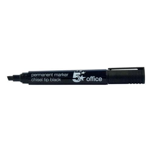Image of Finchley 5 Star Office Permanent Marker Xylene/Toluene-free Smear proof Chisel Tip 1-4mm Line Black [Pack 12]+ free refill pen (6)