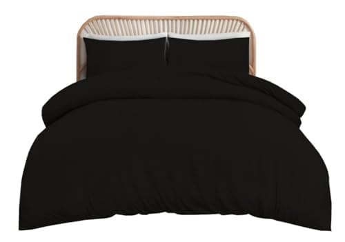 Image of funky gadgets Single Duvet Cover Set – Soft Brushed Microfiber Plain Dyed Duvet Cover Sets with Pillow Case- Bedding Quilt Cover Set (Black)