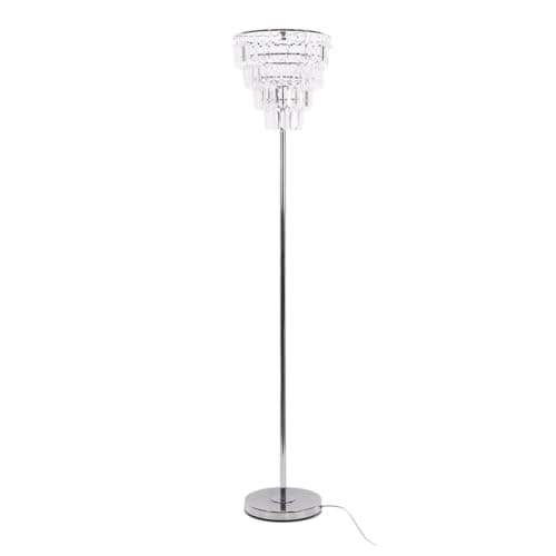 Image of ValueLights | Silver Chrome Single Stem Standing Floor Lamp with a Clear Acrylic Jewel Droplet Lampshade | Floor Lamps & Torchieres, Home Décor & Improvement Essential