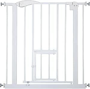 Image of Zanbeel Baby Safety Gate Pet Dog Barrier Auto Close Stair Gate Pressure Fit Child Gate for Stairs & Doorways Easy Install Toddler & Pet Safety Gate (White 75-82 cm)