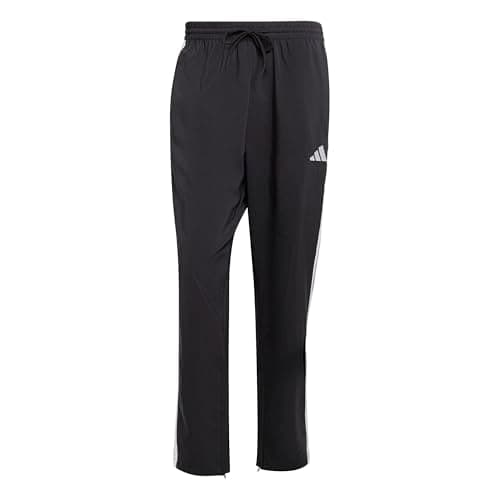 Image of adidas Men's Essential Three Stripes Stanford Pant Open Hem, Black/White, M