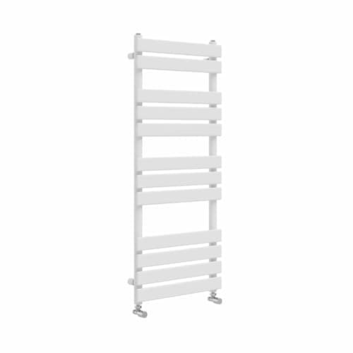 Image of Warmehaus Flat Panel Heated Towel Rail Radiator Ladder Rad 1200 x 500mm Bathroom Central Heating Towel Warmer White