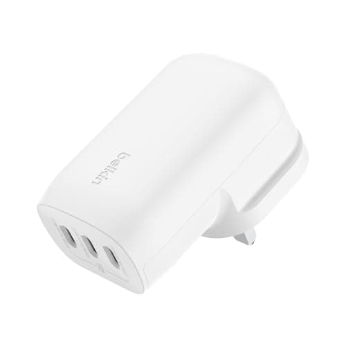 Image of Belkin BoostCharge 3-Port USB-C Wall Charger with PPS 67W, USB-C PD 3.1 Enabled Fast Charging for Apple iPhone 17, iPhone Air, 16, Samsung Galaxy S25, Pixel 10, iPad, AirPods, Tablet & More - White
