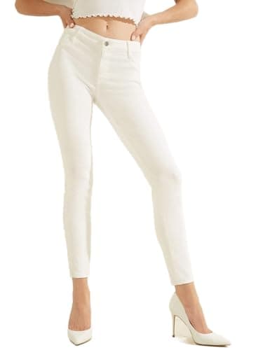 Image of Guess Women's Mid-Rise Stretch Skinny Jeans, Optic White, 34