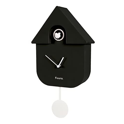 Image of Fisura - Cuckoo clock. Wall clock. Original wall clock for gift. 3 AA batteries not included. 21,5 x 8 x 41,5. Material: ABS plastic. (Black)