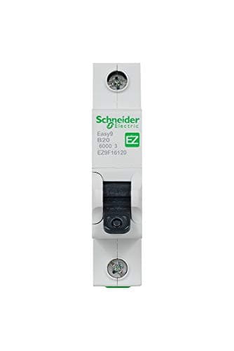 Image of Schneider Electric - Easy9, MCB Miniature Circuit Breaker, 1 Pole, Type B, 6kA Breaking Capacity, 20A, 230V, EZ9F16120