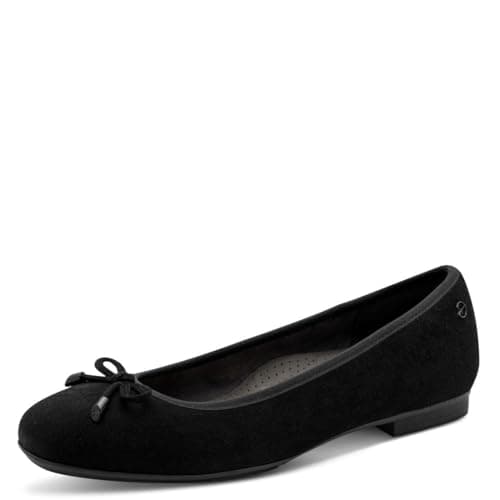 Image of Tamaris Women's Comfort Damen Ballerina Ballet Flat, Black (Black Suede), 6 UK
