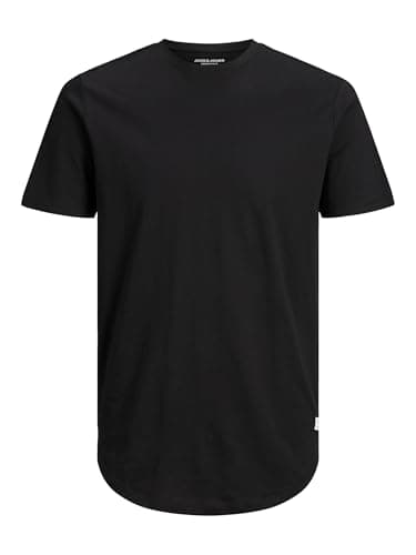 Image of JACK & JONES Men's Essential Tee Plus Size Crew Neck Short-Sleeve Top Oversized T-Shirt JJENOA, Colours:Black, Size:4XL