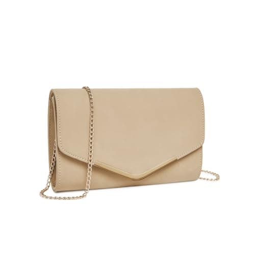 Image of Miss Lulu Women's Clutch Shiny Evening Bag with Removable Chain Elegant Envelope Handbag Fashionable Cross Body Shoulder Bag for Wedding Party Banquet Holidays