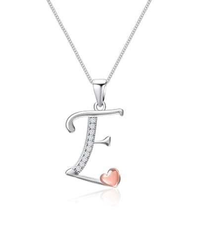Image of Mesovor 925 Sterling Silver Initial Necklace for Women, Dainty Sterling Silver Letter Cubic Zirconia Necklace Jewelry Gifts for family Mother Sister Wife (Letter-E)