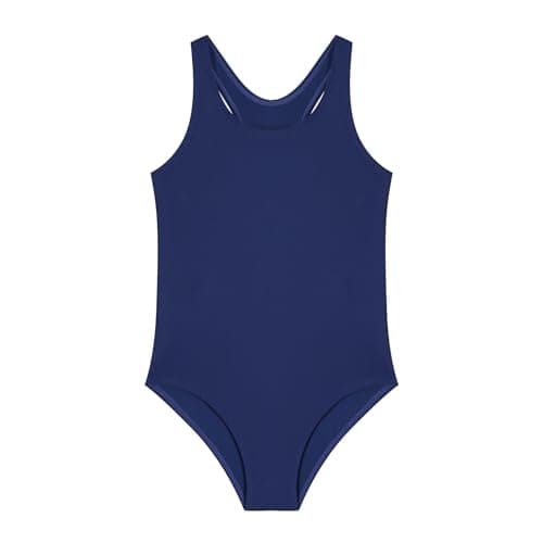 Image of Ewbob Girls One Piece Swimsuit Quick Dry Swimwear Swimming Costume Beach Bathing Suit for Kids(C3-002)-Navy-9-10Y