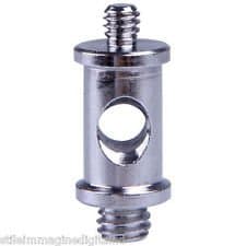 Image of Short Round 16mm Double Male Spigot 1/4" - 3/8" Screw Threads | Studio Light Stand Tripod Screw Adapter