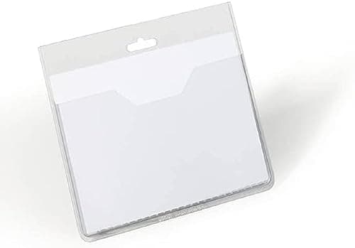 Image of Durable Visitor Name Badge 60 x 90mm Transparent, Pack of 20 Badges, Includes Blank Insert Cards, ideal For Events and Visitor Management