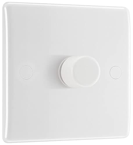 Image of BG Electrical Intelligent Single Wall Dimmer Switch, 2 Way, Round Edge, Nexus 800 Series, White Moulded, 200W, 881