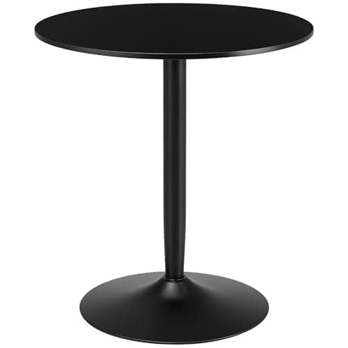 Image of HOMCOM Round Dining Table, Modern Kitchen Table with Steel Base, Non-slip Foot Pad for Living Room, Dining Room, Black