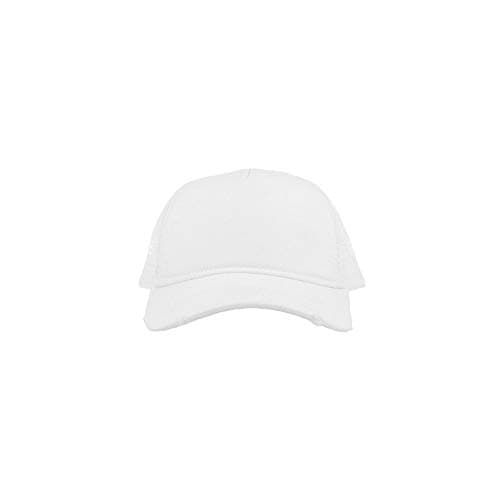 Image of Atlantis Rapper Destroyed 5 Panel Weathered Trucker Cap (One Size) (White/White)