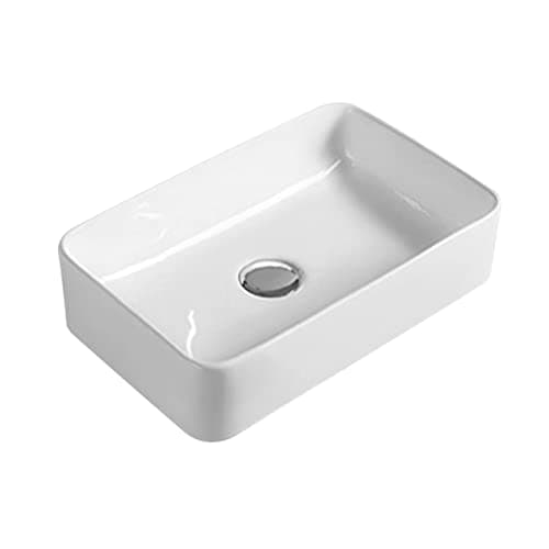 Image of Nuie NBV179 Modern Rectangular Bathroom Counter Top Sink Basin, White