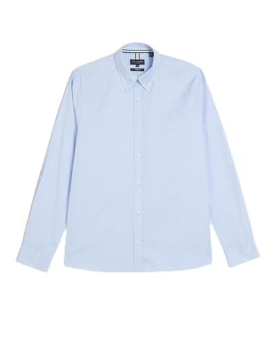 Image of Ted Baker Mens Allarde Ls Regular Branded Oxford Shirt, Lt-Blue, XS UK