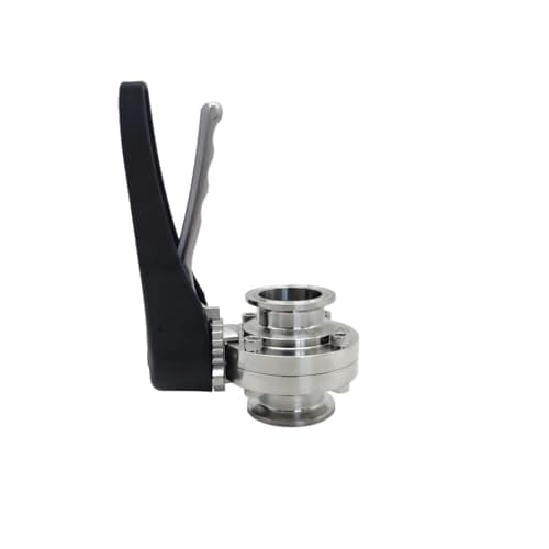 Image of 1.5" Tri Clamp Manual Butterfly Valve, 316L Stainless Steel, EPDM Seal, Black Squeeze Trigger Handle (1.5“)