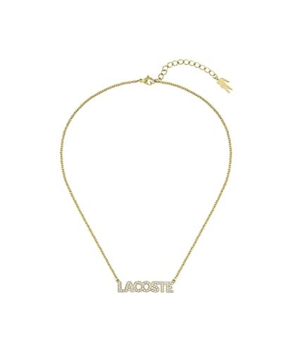 Image of Lacoste Women's SCRIPT Collection Pendant Necklace in Yellow Gold Embellished with Crystals - 2040061