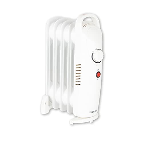 Image of Warmlite 5 Fin Oil Filled Radiator with Adjustable Thermostat and Overheat Protection, 650W, White, WL43002YW