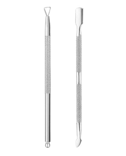 Image of 2 Pcs Professional Cuticle Pusher and Cuticle Peeler UV Gel Nail Polish Remover Tool Stainless Steel Dual Head Nail Scraper for Fingernails and Toenails