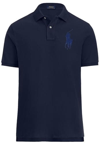 Image of POLO RALPH LAUREN Men's Big Pony Classic Fit Mesh Polo Shirt, French Navy (Custom-slim Fit), Large