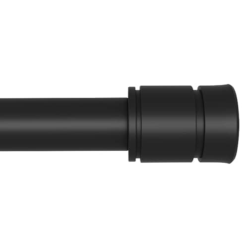 Image of Matte Black Curtain Poles, Extendable Tension Pole 70cm-228cm for Window, Extra Long Curtain Rod with Brackets, Heavy Duty Drapery Rod for Living Room