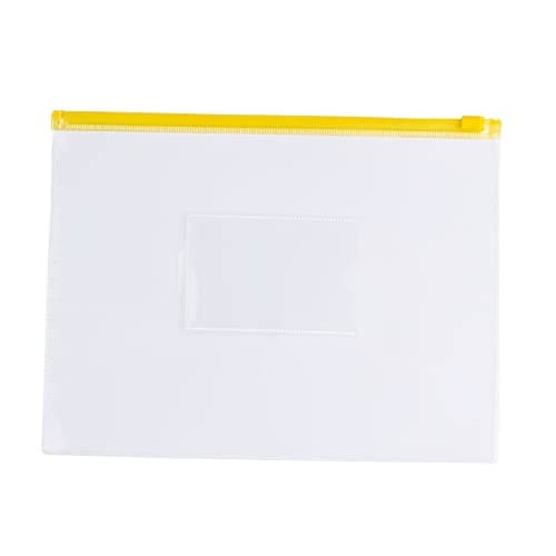 Image of Pack of 12 A5 Clear Zippy Bags with Yellow Zip