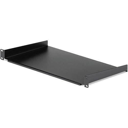 Image of StarTech.com 1U Fixed Server Rack Mount Shelf - 10in Deep Steel Universal Cantilever Tray for 19" AV/ Network Equipment Rack - Heavy Duty Steel - Weight Capacity 44lbs/20kg, Black (CABSHELF1U10)