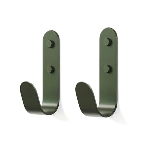 Image of The Hairpin Leg Co. [HLC Metal J Wall Hook. Chunky Modern Playful Coat Hook - [Forest Green, 2 Pack]