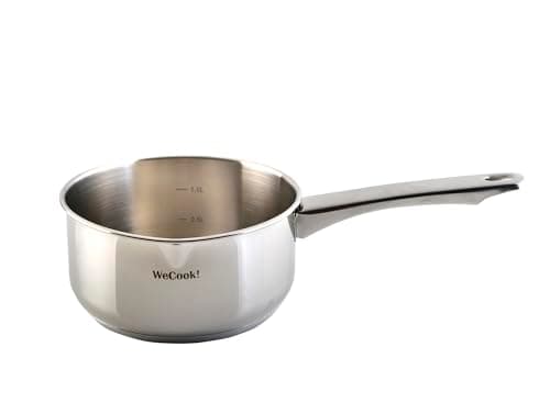 Image of Wecook! Saucepan 18cm/2,1L, Stainless Steel Nonstick Sauce Pot for Induction, Gas and Electric Hobs, Cooking Pot with Spout and Practical Measuring Scale.