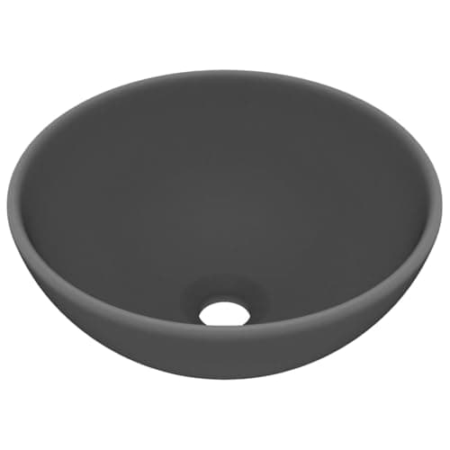 Image of Red Cup Living vidaXL Luxury Bathroom Basin Round Matt Dark Grey 32.5x14 cm Ceramic