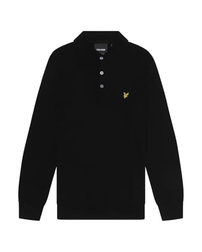Image of Lyle & Scott Mens Long Sleeve Knit Polo Jet Black XL