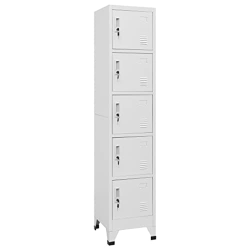 Image of vidaXL Steel Locker Cabinet, Contemporary and Spacious Storage Solution with Lockable Doors, Ideal for Schools and Offices - Light Grey