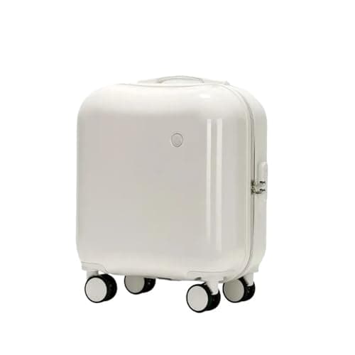 Image of WEOKDFHA Small Suitcases 18 Inch Mini Cute Suitcase Ladies Small Lightweight Luggage Boardable Trolley Case Universal Silent Wheel(White,18)