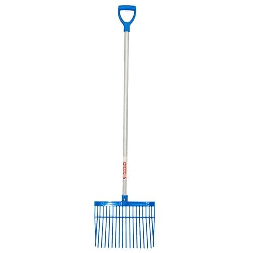 Image of Red Gorilla Bedding Fork with D Handle Blue Lightweight For Stable Bedding Mucking Out Pitchfork for Hay and Garden Compost 157cm Long