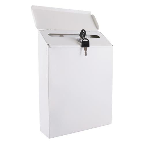 Image of JMIATRY Wall Mounted Post Box, Weatherproof Letter Box Outside, White Galvanised Steel Mailbox with Key for Home and Company, 29x22x6.5cm