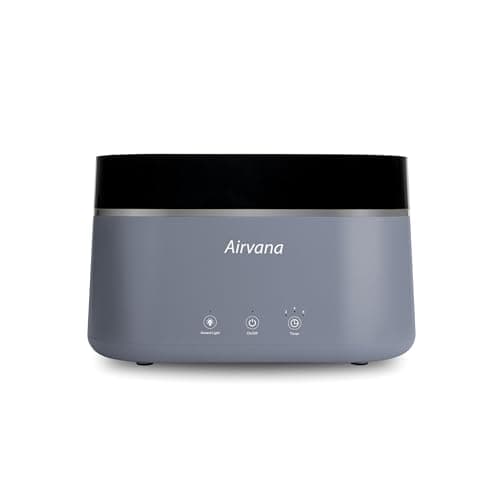 Image of Airvana AquaFlame Ultrasonic Humidifier (.75L) - Vibration Technology Humidifier with Essential Oil Diffuser – Tabletop Design for Personal Use, Dorm Rooms, & Desks - Grey